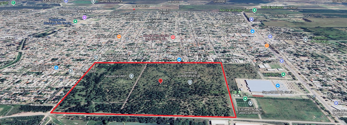 Terreno delimitado en Alta Gracia con su perímetro marcado