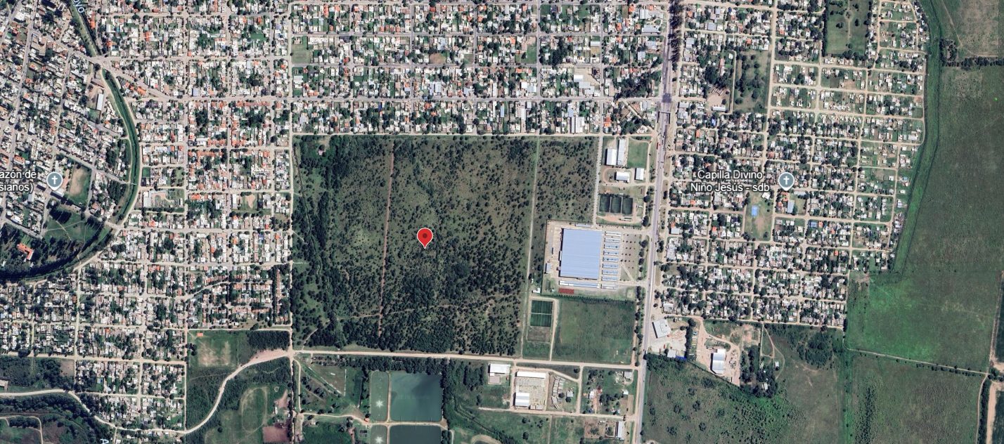 Vista satelital cenital del terreno